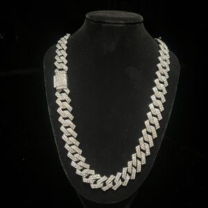 15mm x 22” Miami Cuban Link Moissanite Chain Necklace 925 Sterling Silver